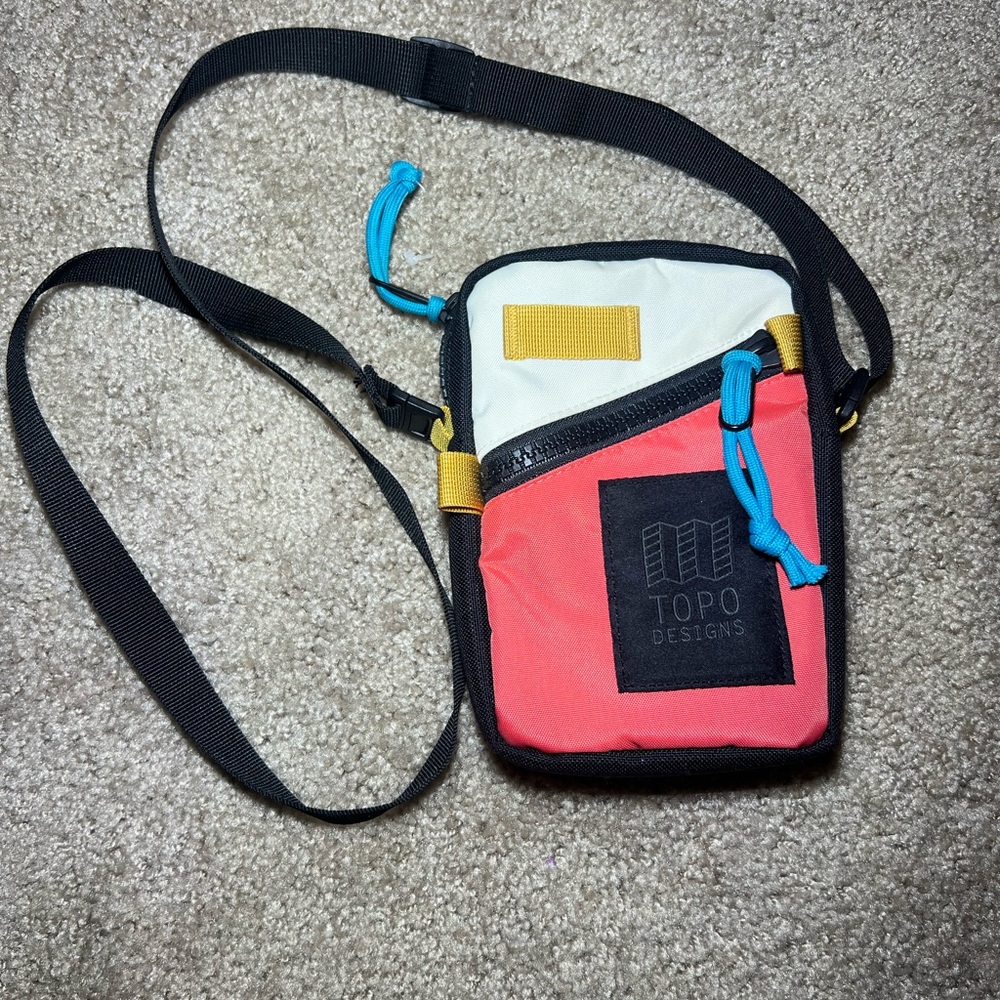 Topo Designs Color Block Orange, Black and White Messenger Bag